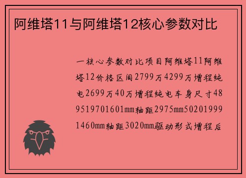 阿维塔11与阿维塔12核心参数对比